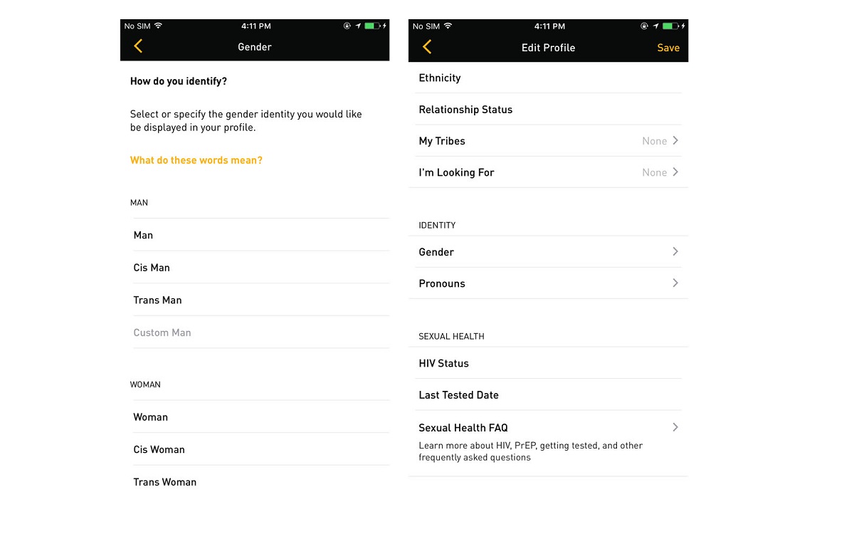 Grindr LGBTI Trans Género Identidade